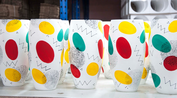 Handpainted Multi Color Shape Glass Vase