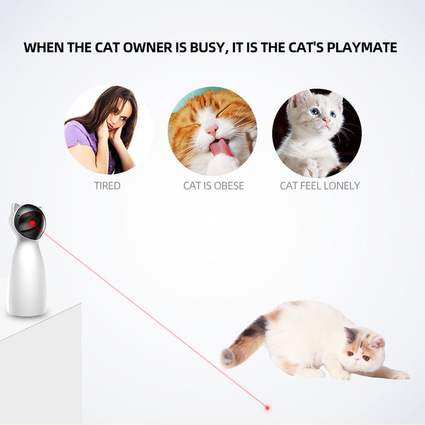 Cat Interactive Toy LED Laser Funny Toy Auto Rotating Cat Exercise Training Entertaining Toy Multi-Angle Adjustable USB Charge