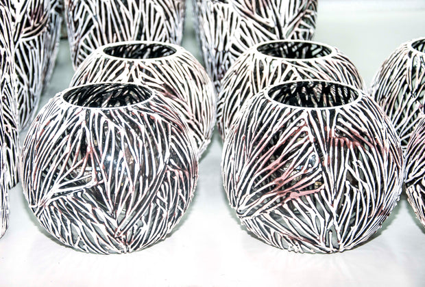 Handpainted Black And White Vase