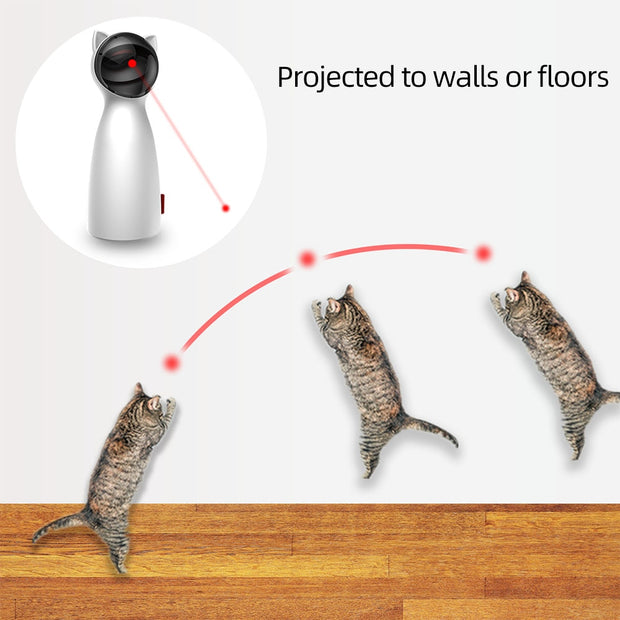 Cat Interactive Toy LED Laser Funny Toy Auto Rotating Cat Exercise Training Entertaining Toy Multi-Angle Adjustable USB Charge